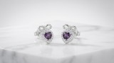 Cumpara ieftin CERCEI ARGINT 925 INIMA VIOLET - CERCEI STUD FUNDITA CU CRISTAL ZIRCONIU