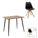 Cumpara ieftin Set de 3 buc masa si scaune Cuba Caron MDF si plastic PP in nuanta negru natural 70x70x75 cm