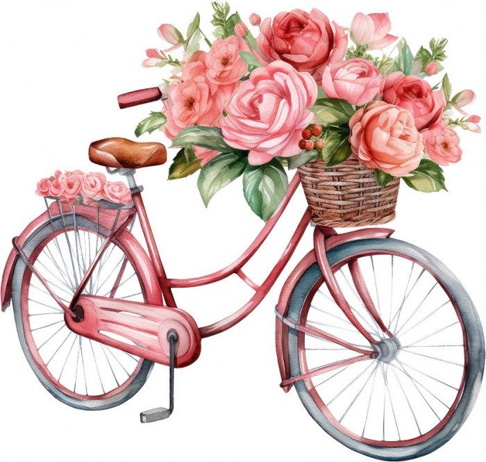 Sticker decorativ Bicicleta, Rosu, 63 cm, 8116ST-4