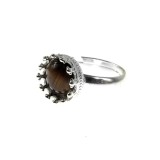 Inel argint reglabil coroana cu ochi de tigru 8 MM