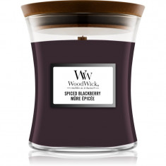 Woodwick Spiced Blackberry lumânare parfumată cu fitil din lemn 275 g