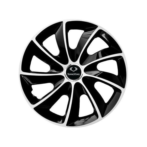 Set 4 Capace Roti potrivite jantelor de 16 inch, pentru SsangYong, model Stig Extra Black &amp; White