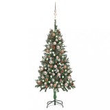 Brad Crăciun artificial pre-iluminat globuri/conuri pin 150 cm