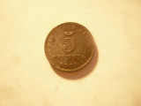 Moneda 5 pfennig 1921 A , Germania Imperiu , cal. buna , metal alb, Europa