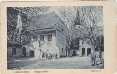 CP SIBIU Hermannstadt rathaushof curtea primariei ND(1917) foto