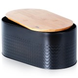 Cutia pentru paine din metal negru cu capac din lemn 34&times;18,5&times;15,5 cm Handy KitchenServ