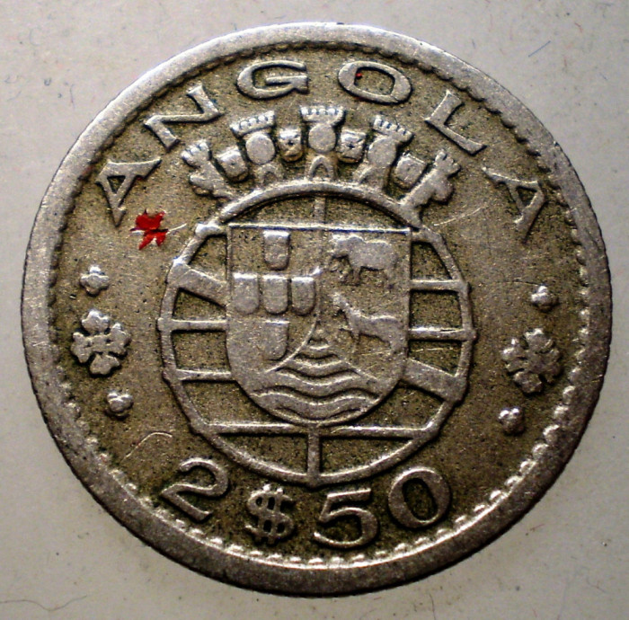 7.189 ANGOLA COLONIE PORTUGHEZA 2,5 ESCUDOS 1953