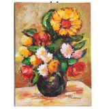 E52. Tablou, Vas cu flori, 2021, acrilic pe carton panzat, neinramat, 24x18cm, Realism, RavariuArt