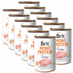 Conservă Brit Mono Protein Turkey, 12 x 400 g