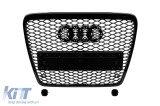 GRILA VOPSITA NEAGRA TIP RS6 POTRIVITA PENTRU AUDI A6 2008-2011 PENTRU MODELE ECHIPATE CU BUMPER FRONTAL STANDARD SAU S-LINE, CU BAZA PENTRU EMBLEMA,