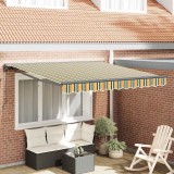 vidaXL Cortina Retractabilă Manual Verde și galben 350x250 cm țesătură