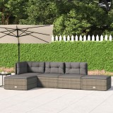 Cumpara ieftin Set mobilier de grădină cu perne, 5 piese, gri, poliratan