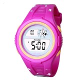 Ceas digital de copii, Mingrui MR2117LK, model astro-cat, data, iluminare, rezistent la apa 30 metri, magenta