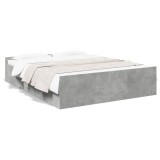 Cumpara ieftin Cadru de pat cu sertare, gri beton, 150x200 cm, lemn prelucrat