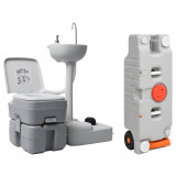 Set portabil cu toaleta, lavoar si rezervor apa pentru camping GartenMobel Dekor, vidaXL