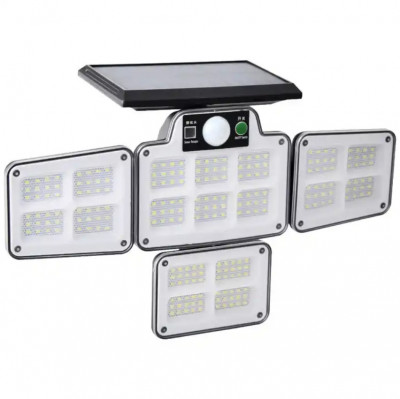 Lampa solara LED cu 4 casete, 3 moduri de iluminare, telecomanda si senzor de miscare, 30W foto