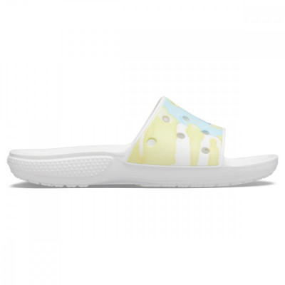 Papuci Crocs Classic Tie-Dye Graphic Slide Alb - White/Multi foto