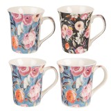 Set 4 cani portelan Flower 12x8x10 cm, 300 ml