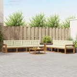 vidaXL Set de canapele de exterior cu pernă 8 pcs Natural și Crem 3367303
