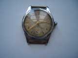 Ceas mecanic sovietic Mark 16 jewels, secundar periferic, defect, cheita blocata, Analog, Casual, Inox