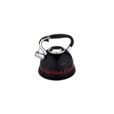 Fierbător tradițional cu fluier fabricat din inox, ceainic 2.7 litri, 22-22.5 cm, negru, Klausberg