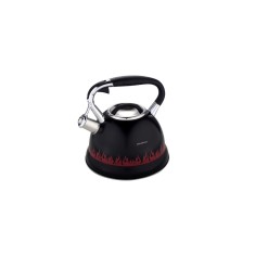 Fierbător tradițional cu fluier fabricat din inox, ceainic 2.7 litri, 22-22.5 cm, negru, Klausberg