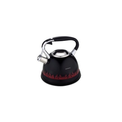 Fierbător tradițional cu fluier fabricat din inox, ceainic 2.7 litri, 22-22.5 cm, negru, Klausberg foto
