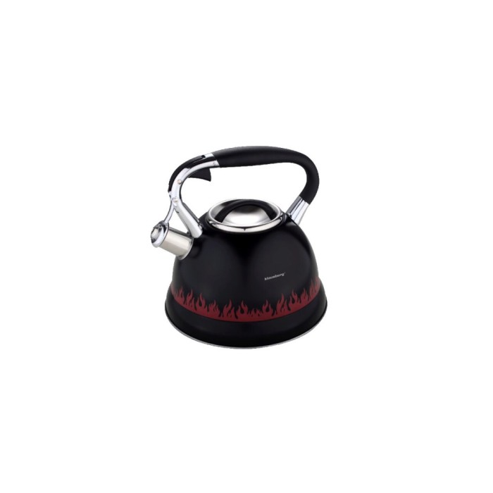 Fierbător tradițional cu fluier fabricat din inox, ceainic 2.7 litri, 22-22.5 cm, negru, Klausberg