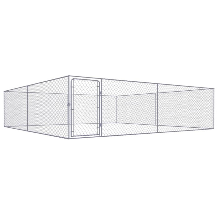 vidaXL Padoc pentru c&acirc;ini de exterior, 4 x 4 x 1 m, oțel galvanizat