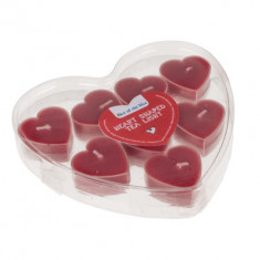 Set 8 lumanari rosii, Heart Tea Light