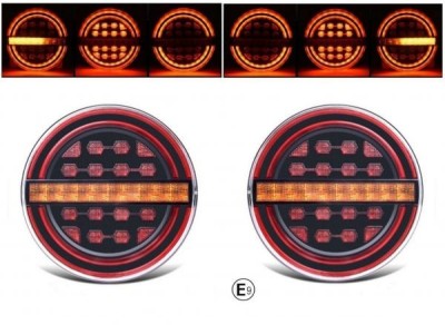 2 x Led Lumini spate runda Neon Dynamic pentru camion remorca 139mm 12v 24v foto