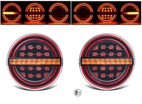 2 x Led Lumini spate runda Neon Dynamic pentru camion remorca 139mm 12v 24v