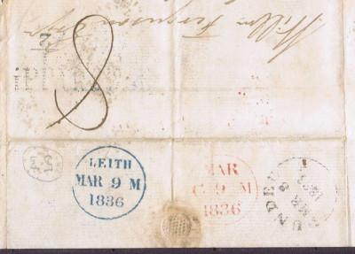 Great Britain 1836 Postal History Prestamp entire LEITH DUNDEE D.014 foto