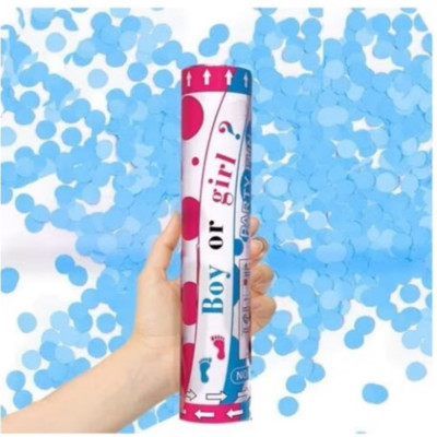 Tun Confetti Gender Reveal cu confetti albastru pentru baietel - Boy or Girl foto