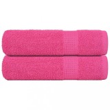 VidaXL Prosoape de baie 2 buc Roz 100x150 cm 360 g/m&sup2; 100% bumbac