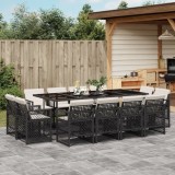 Cumpara ieftin Set mobilier de grădină cu perne, 13 piese, negru, poliratan