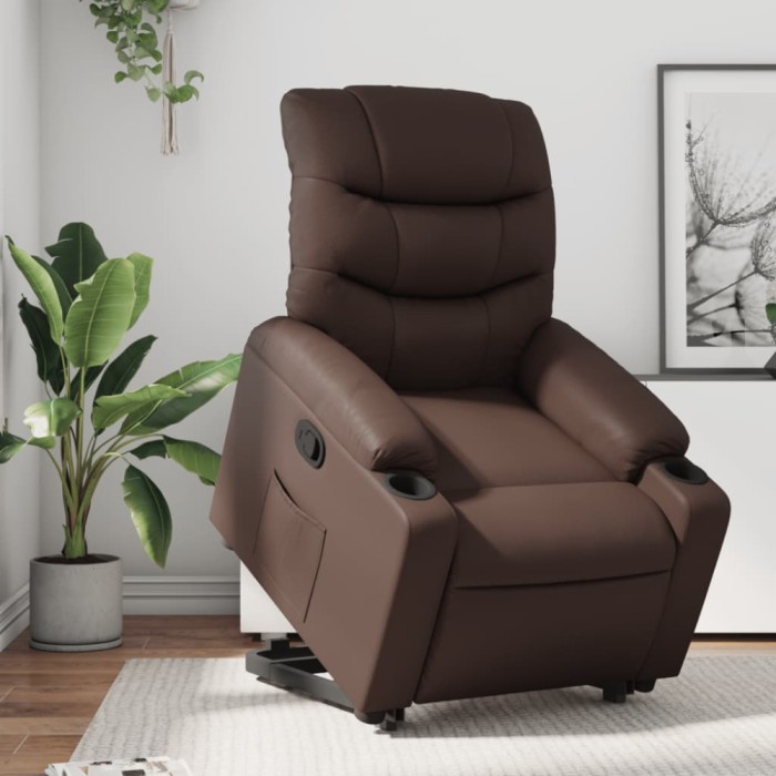 vidaXL Fotoliu rabatabil cu ridicare, maro, piele ecologică 3206601