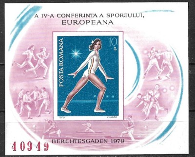 C2873 - Romania 1979 - Sport bloc nedantelat,neuzat,perfecta stare foto