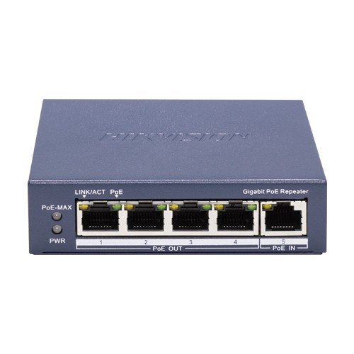 Switch-repeater Gigabit 4 x RJ45 PoE Out af/at, 1 x RJ45 PoE In af/at/bt, Management - HIKVISION DS-3E0505P-E-R SafetyGuard Surveillance