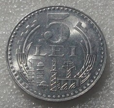 ROMANIA 5 lei 1978 RSR aUNC UNC piciorul din stanga al trepiedului mai scurt ** foto