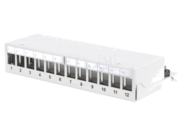 Patch Panel 12 porturi ecranat, gri - DIGITUS