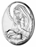 Maica Domnului cu Pruncul 25 x 34 cm argint