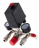 Cumpara ieftin ⚙️ Presostat compresor aer cu 2 căi, cuple rapide și supapă cu reglaj al presiunii de iesire 220V 15A MXM806873T