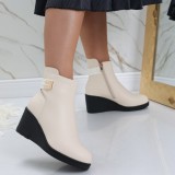 Cumpara ieftin Ghete dama Imblanite cu Platforma Bej din Piele Ecologica Arita, 40