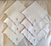 Set 6 Servete de masa Vintage din bumbac cu margine valurita si broderie manuala