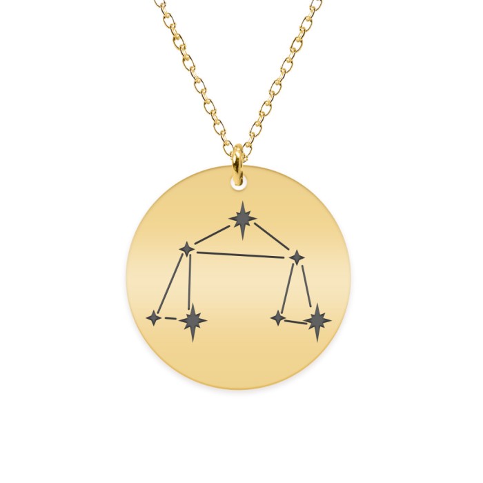 Colier argint 925 placat cu aur galben 24K personalizat cu constelatii - Balanta