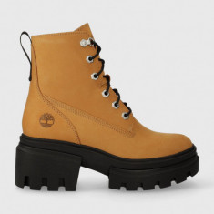 Timberland bocanci de piele Everleigh Boot 6in LaceUp femei, culoarea maro, cu platforma, TB0A41QK2311