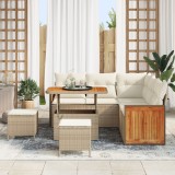 Set de Canapea de Grădină vidaXL cu 8 Piese cu Perne Bej Ratan Poli Acacia, Canapea de Grădină vidaXL cu 2 Locuri cu Perne Bej Ratan Poli, Set de Dini