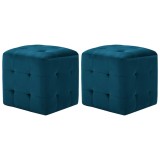 Cumpara ieftin Noptiere, 2 buc., albastru, 30x30x30 cm, tesatura din catifea
