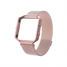 Bratara metalica Milano pentru Fitbit Blaze cu inc Culoare Roz foto